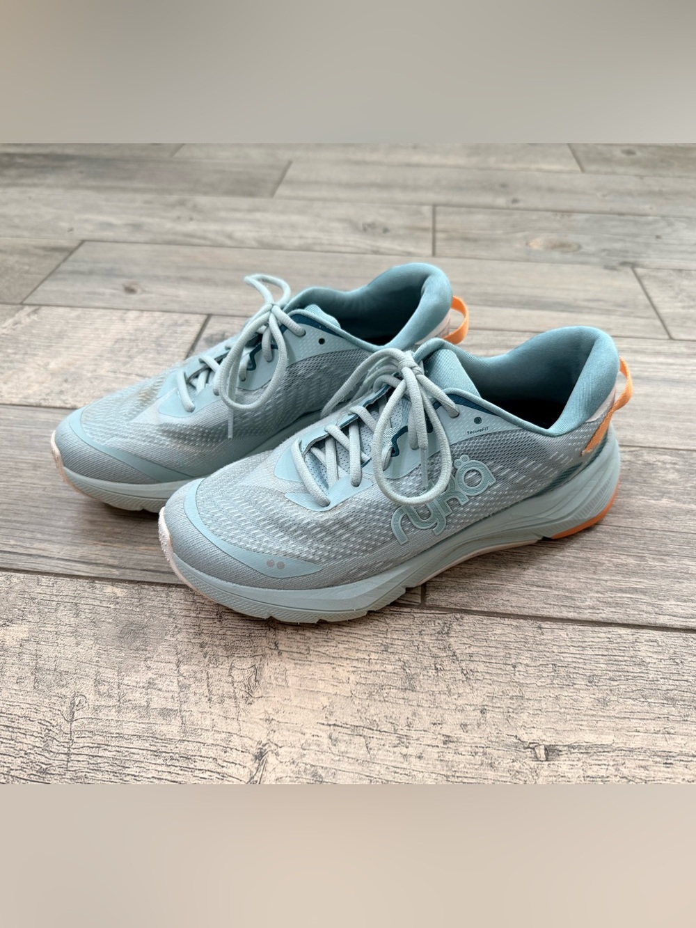 Ryka Women's Light Blue and Orange Lace-Up Walking Sneakers